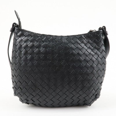 Bottega Veneta Intrecciato Leather Shoulder Black Bag