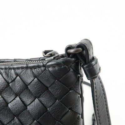 Bottega Veneta Intrecciato Leather Shoulder Black Bag
