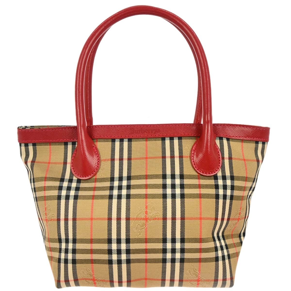 Burberrys House Check Tote Handbag - Beige Red, Canvas