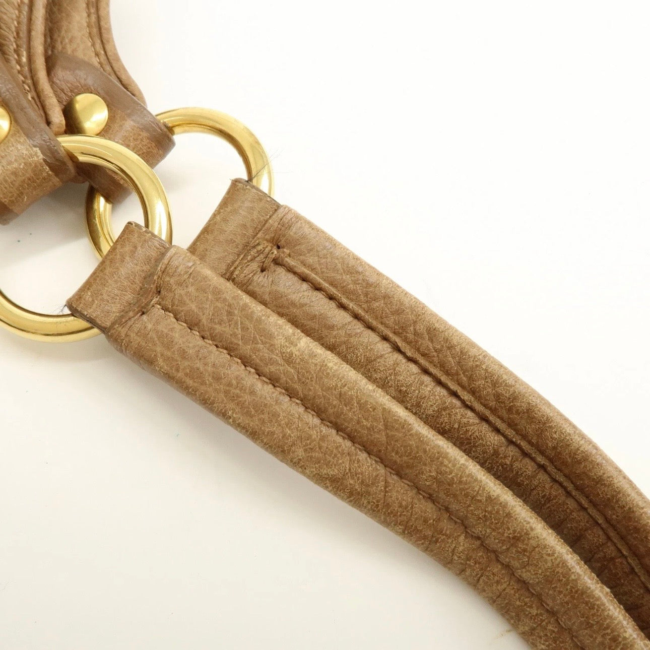 PRADA Leather Shoulder Bag Hand Bag Light Brown