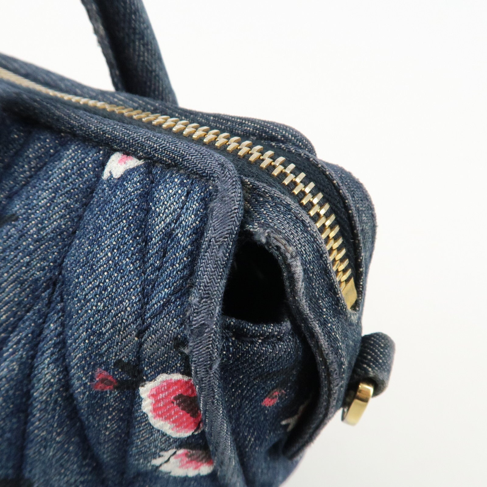 Miu Miu Matelasse Denim Leather 2Way Bag - Blue, Denim, Leather 