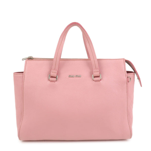 Miu Miu Logo Madras Hand Bag - Pink, Leather 