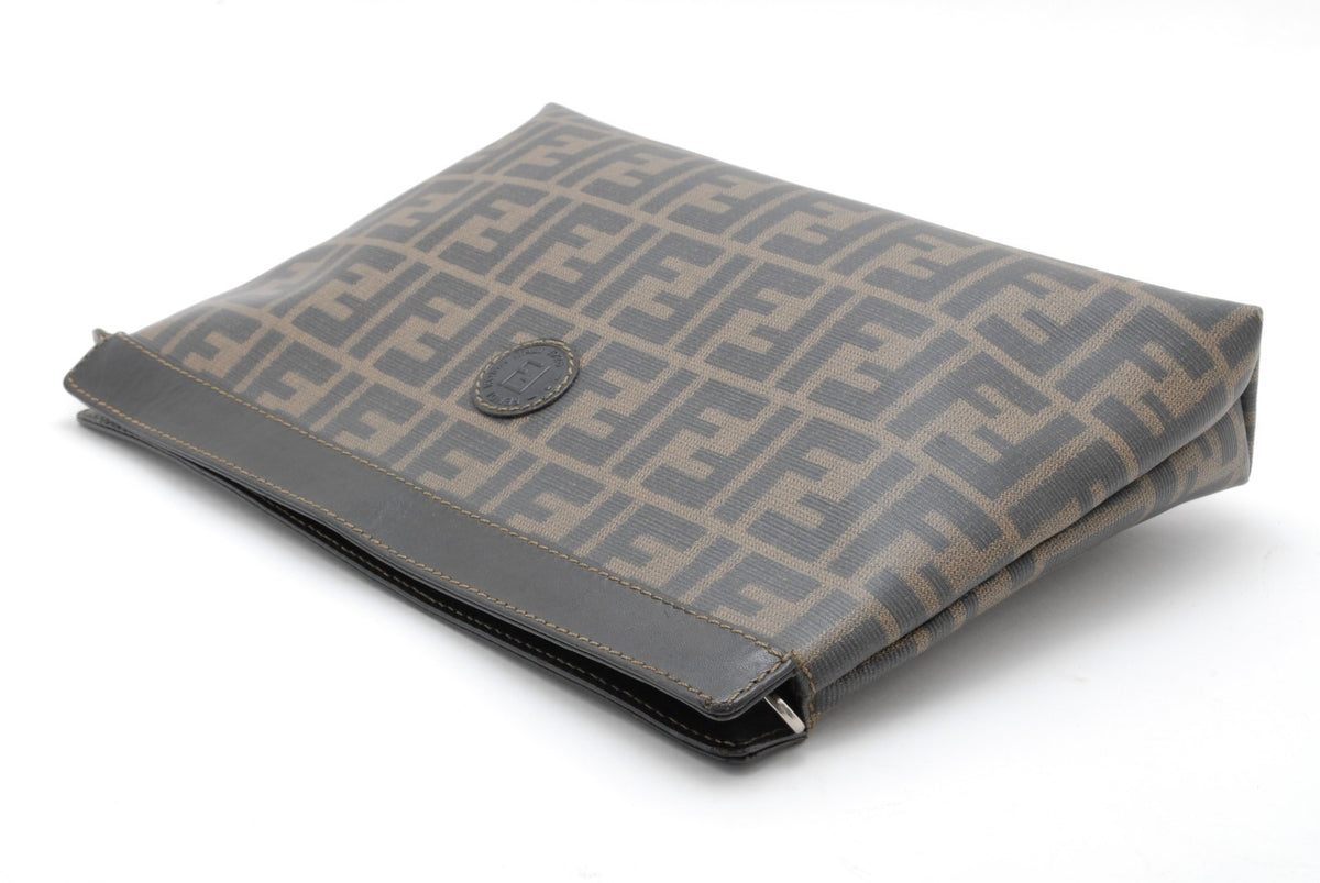 Fendi Zucca Monogram Clutch Bag - Brown, Leather