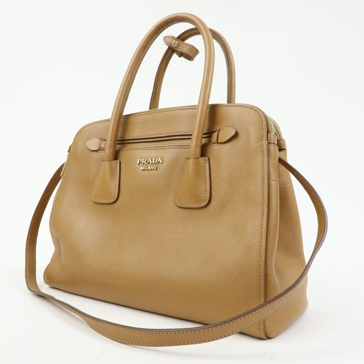 Prada2way Hand Bag - Camel, Saffiano Leather