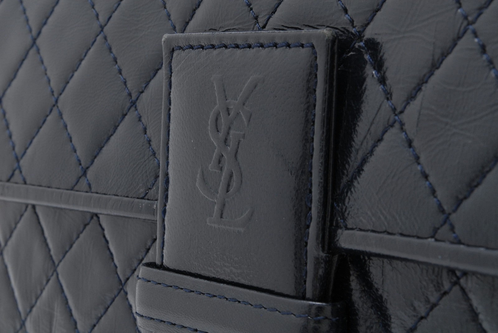Saint Laurent Yves Saint Laurent Clutch Bag - Navy, Patent Leather