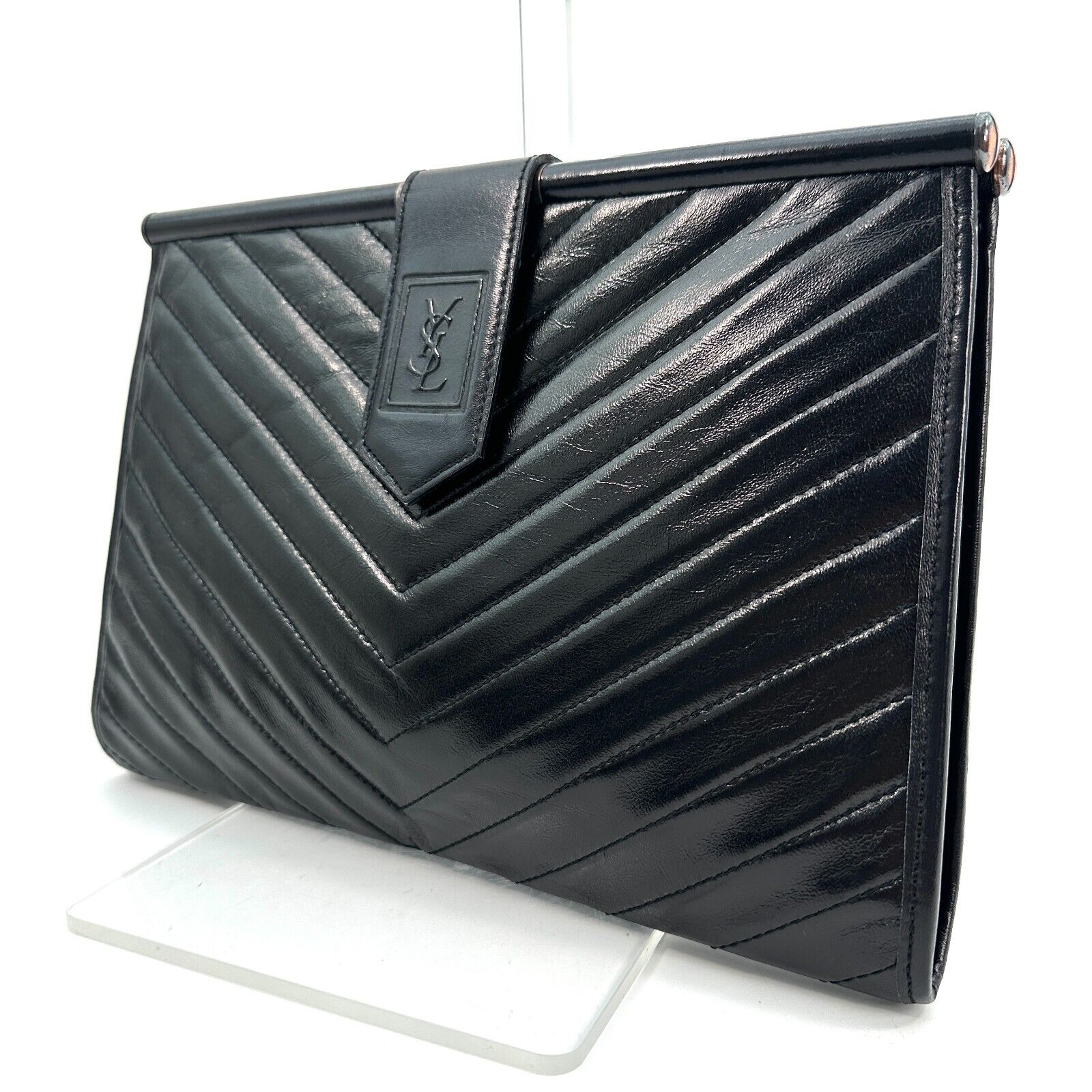 Saint Laurent YSL Clutch - Black, Leather