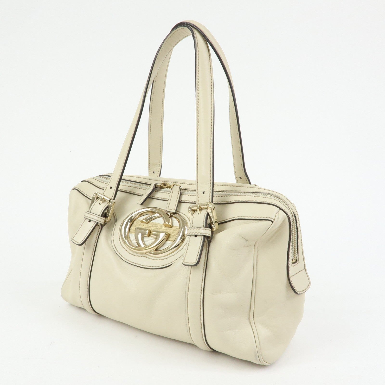 Gucci Interlocking G Sherry Boston Hand Bag - Ivory, Leather