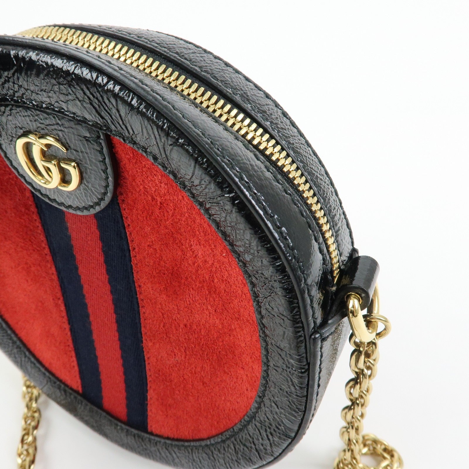 Gucci Shoulder Bag - Red, Black, Suede, Patent Leather