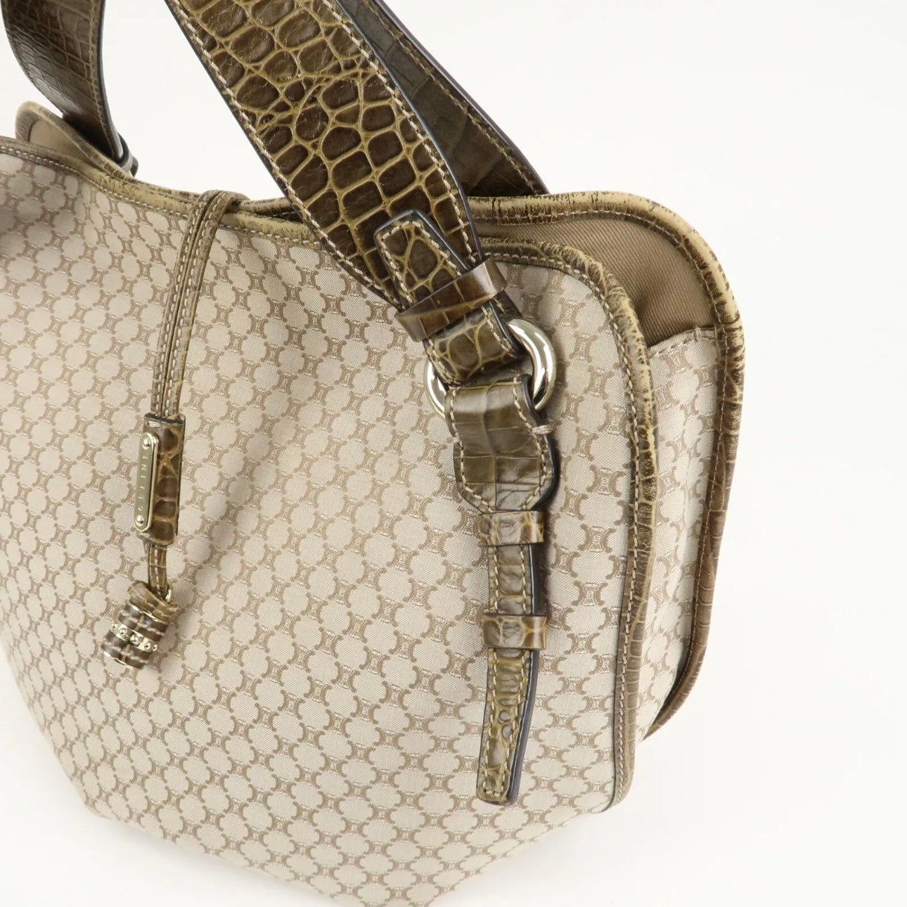 CELINE Macadam Bitter Sweet Canvas Leather Tote Bag - Beige Khaki, Canvas, Leather