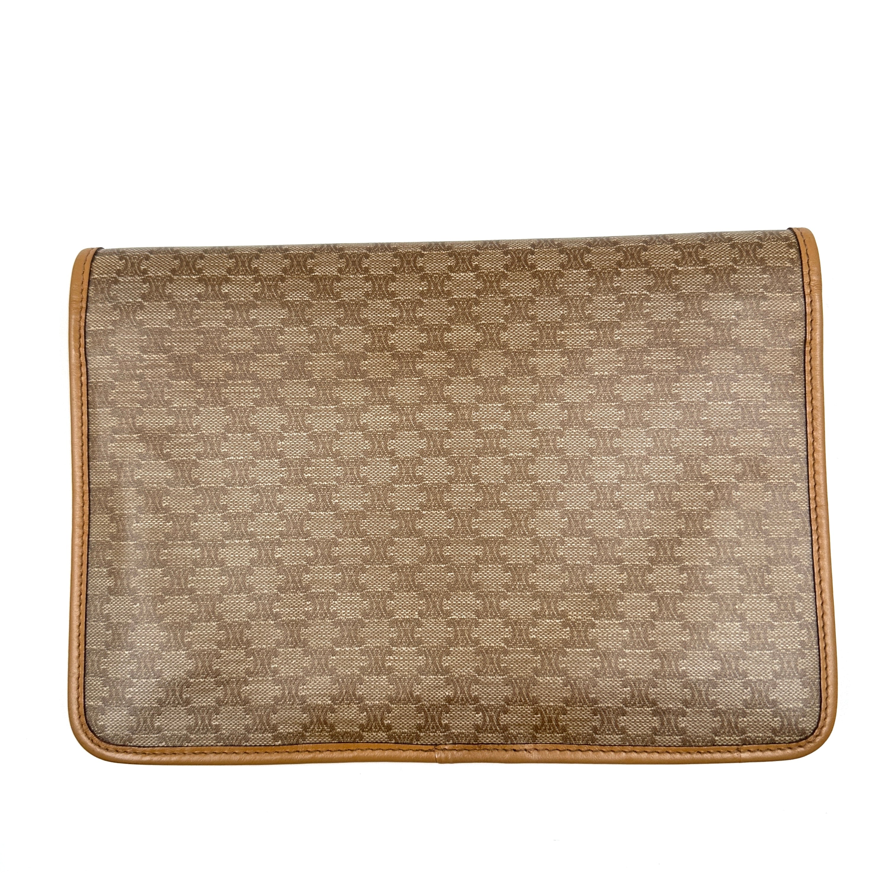 Celine Clutch Hand Bag Pouch Brown