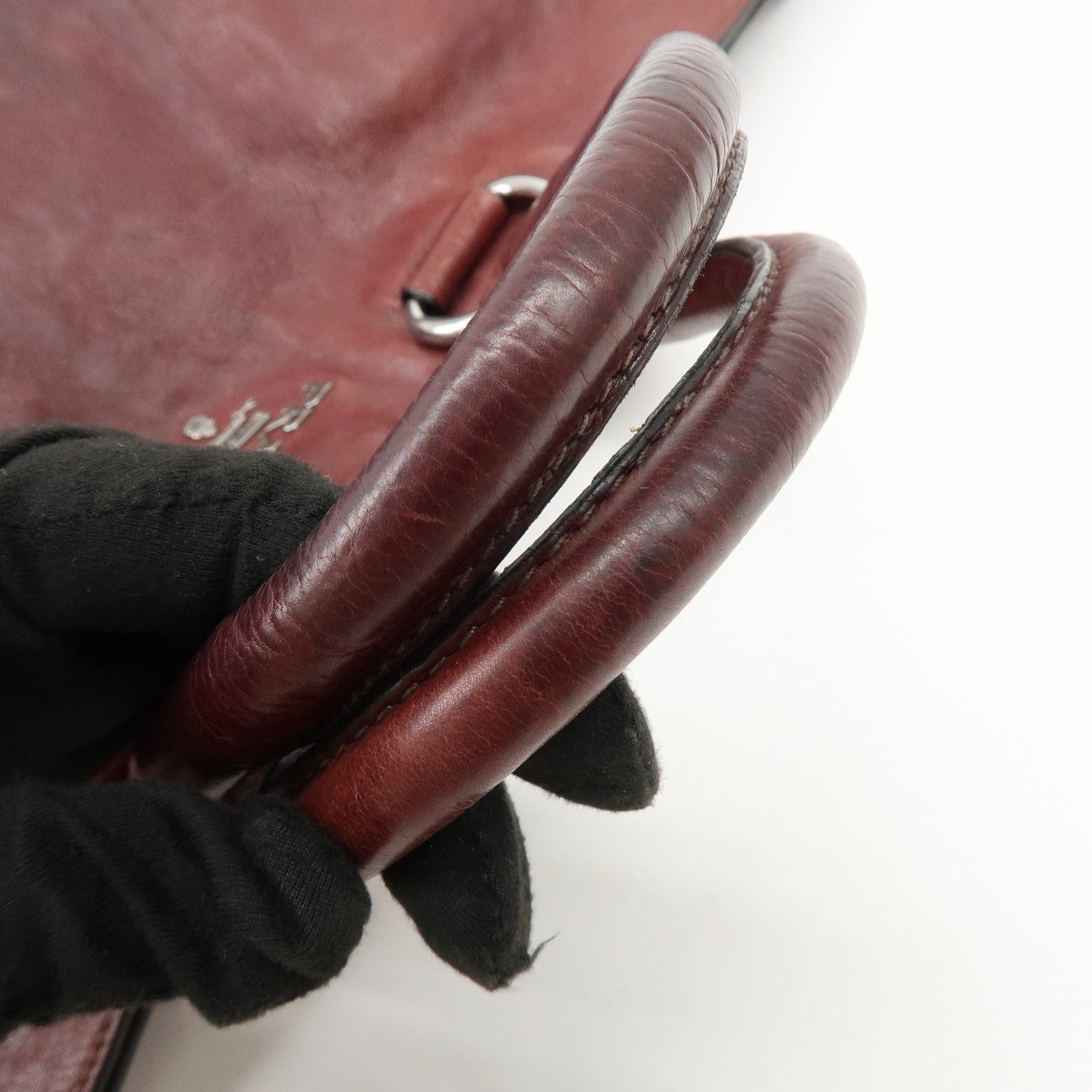 Prada Triangle Logo Tote Bag - Bordeaux, Leather
