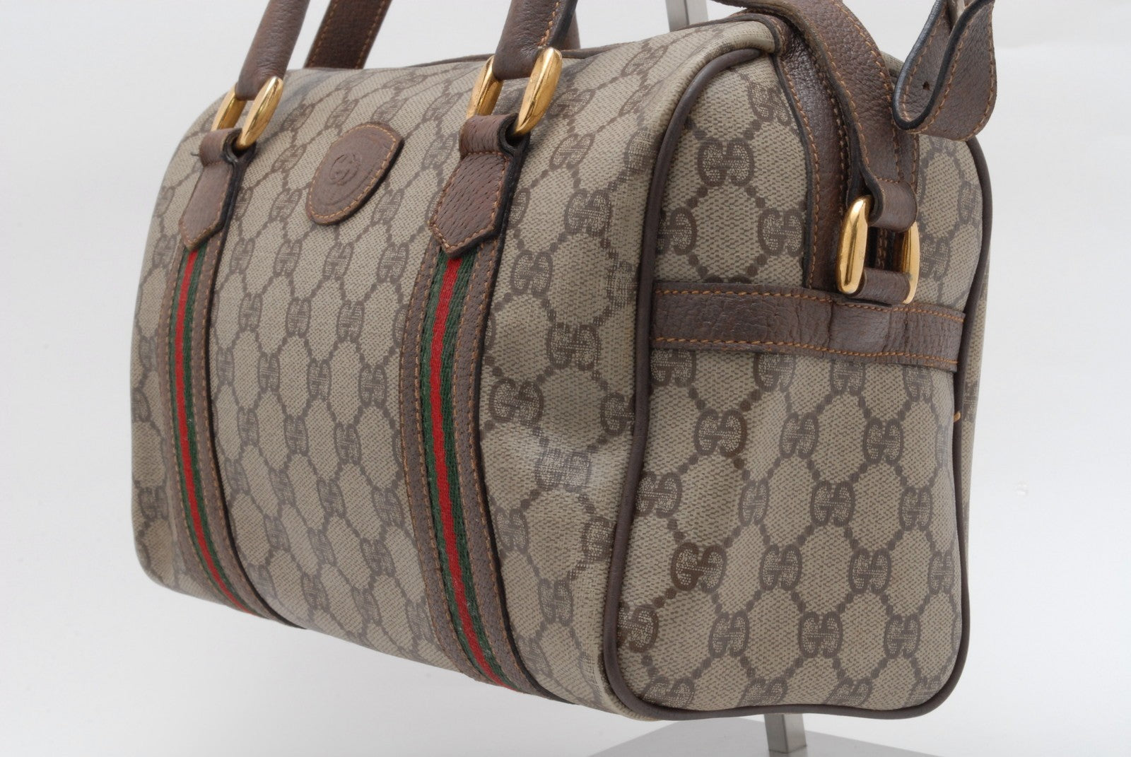 Gucci GG Supreme 2Way Boston Bag - Beige, PVC Leather