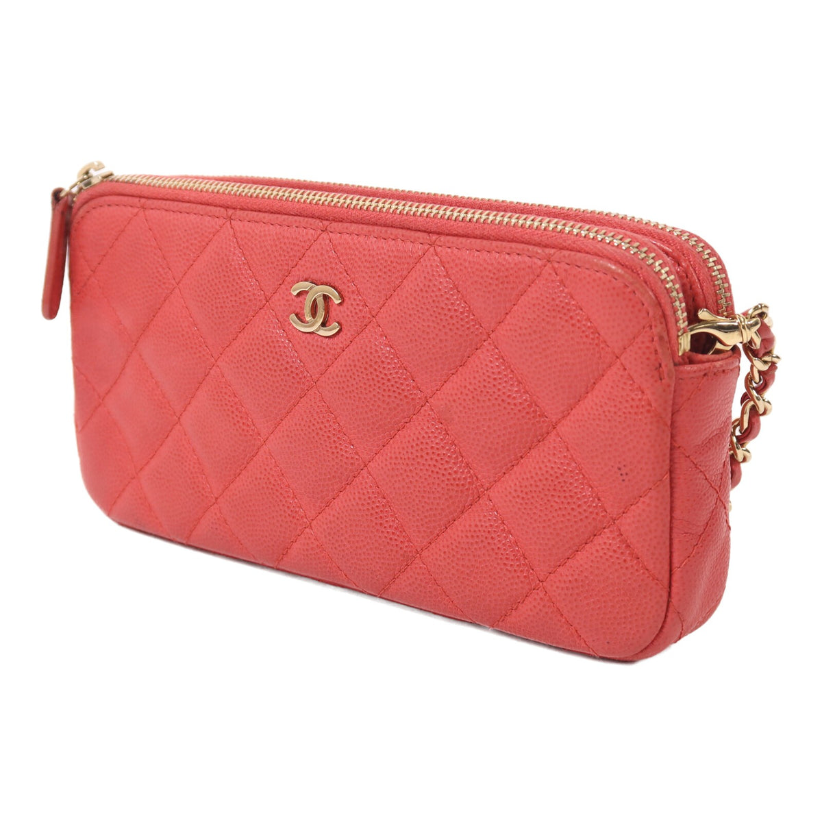 Chanel CC GHW Chain Shoulder Bag - Pink, Calfskin Leather-  מגיע עם כרטיס