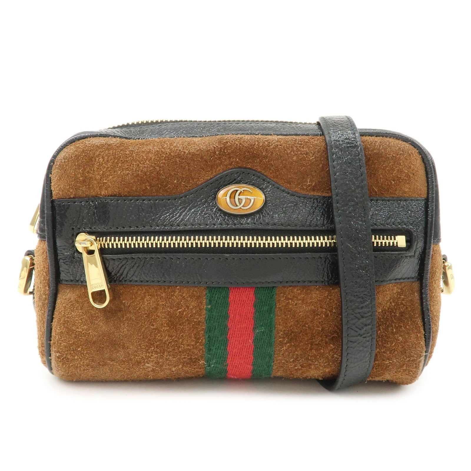 Gucci Ophidia Sherry Shoulder Bag - Brown, Suede Patent Leather