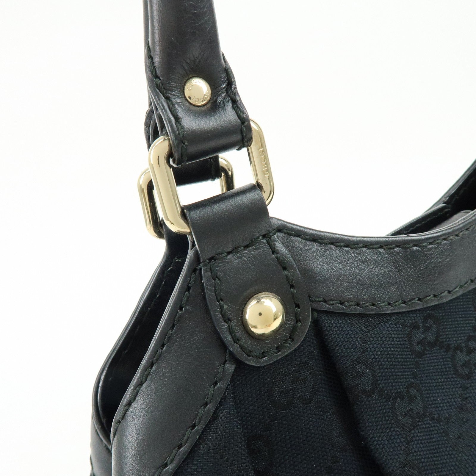 GUCCI Sukey GG Canvas Leather Tote Bag Hand Bag Black
