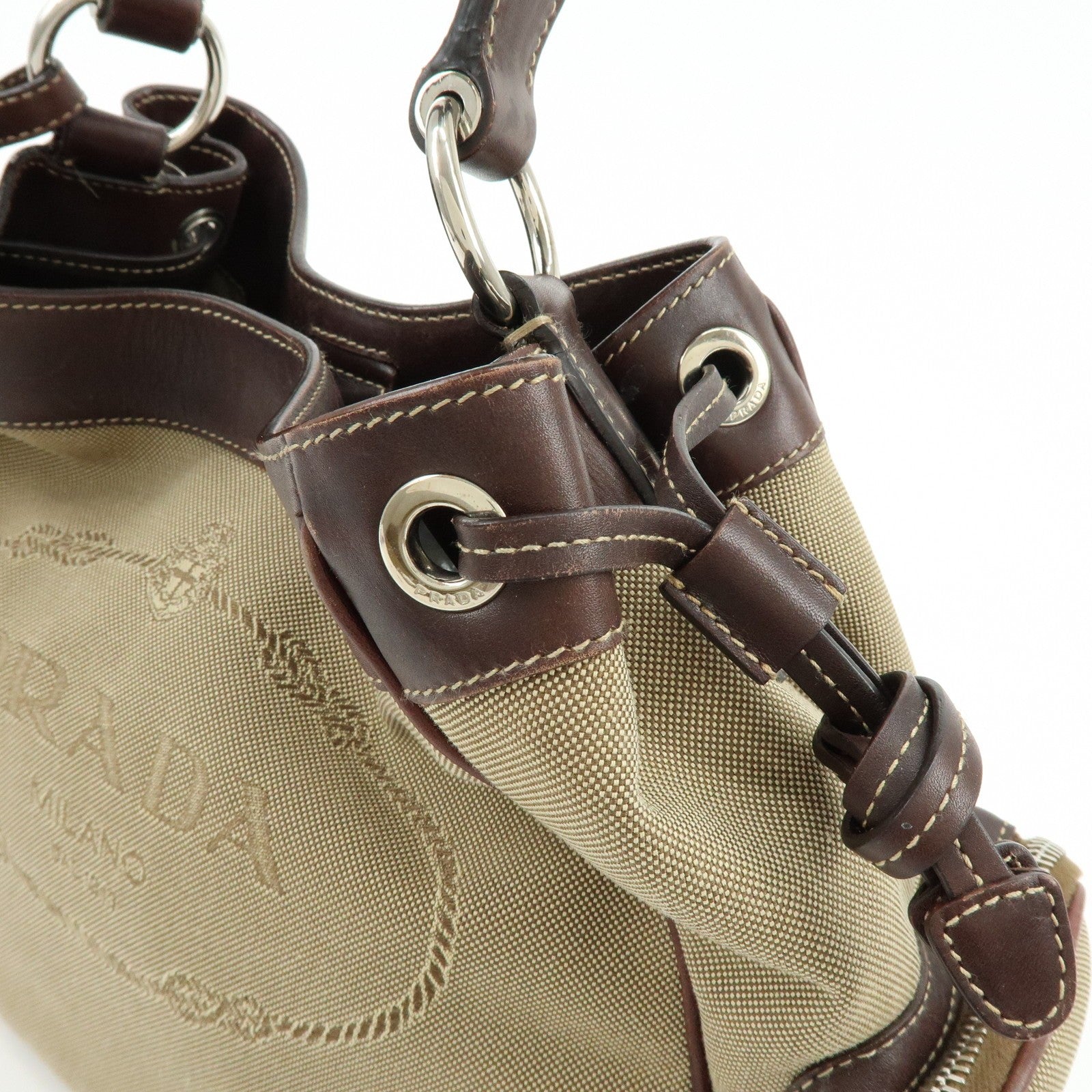 Prada Shoulder Bag - Beige, Canvas Leather