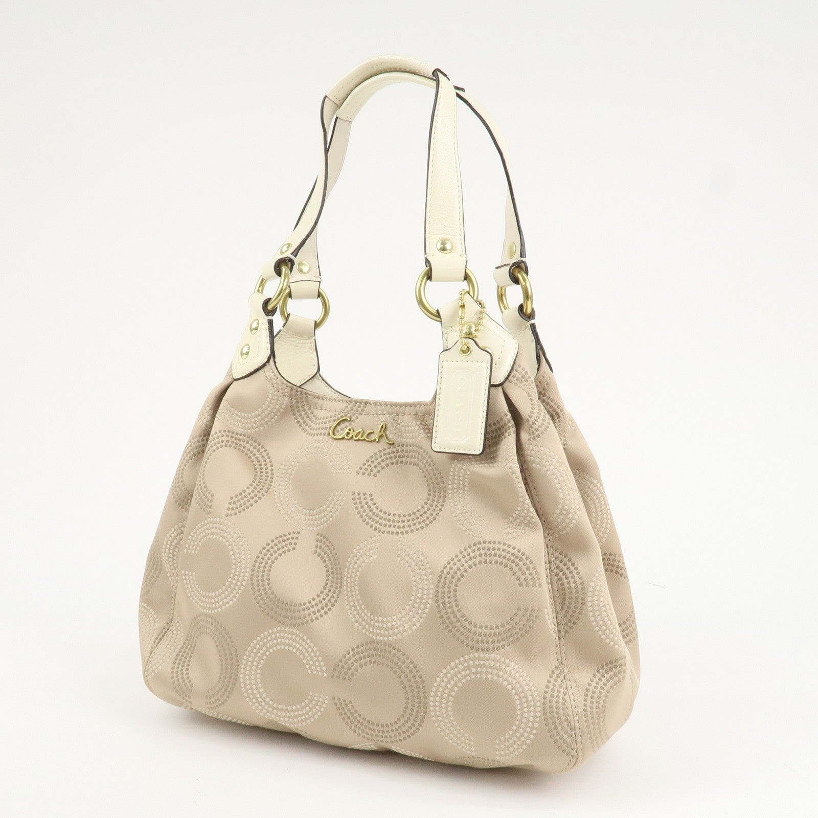 Coach Dot Op Art Hobo Handbag - Beige, Canvas