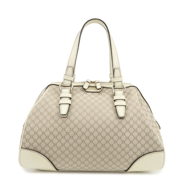 Celine Macadam Boston Hand Bag - Beige Ivory, Canvas Leather