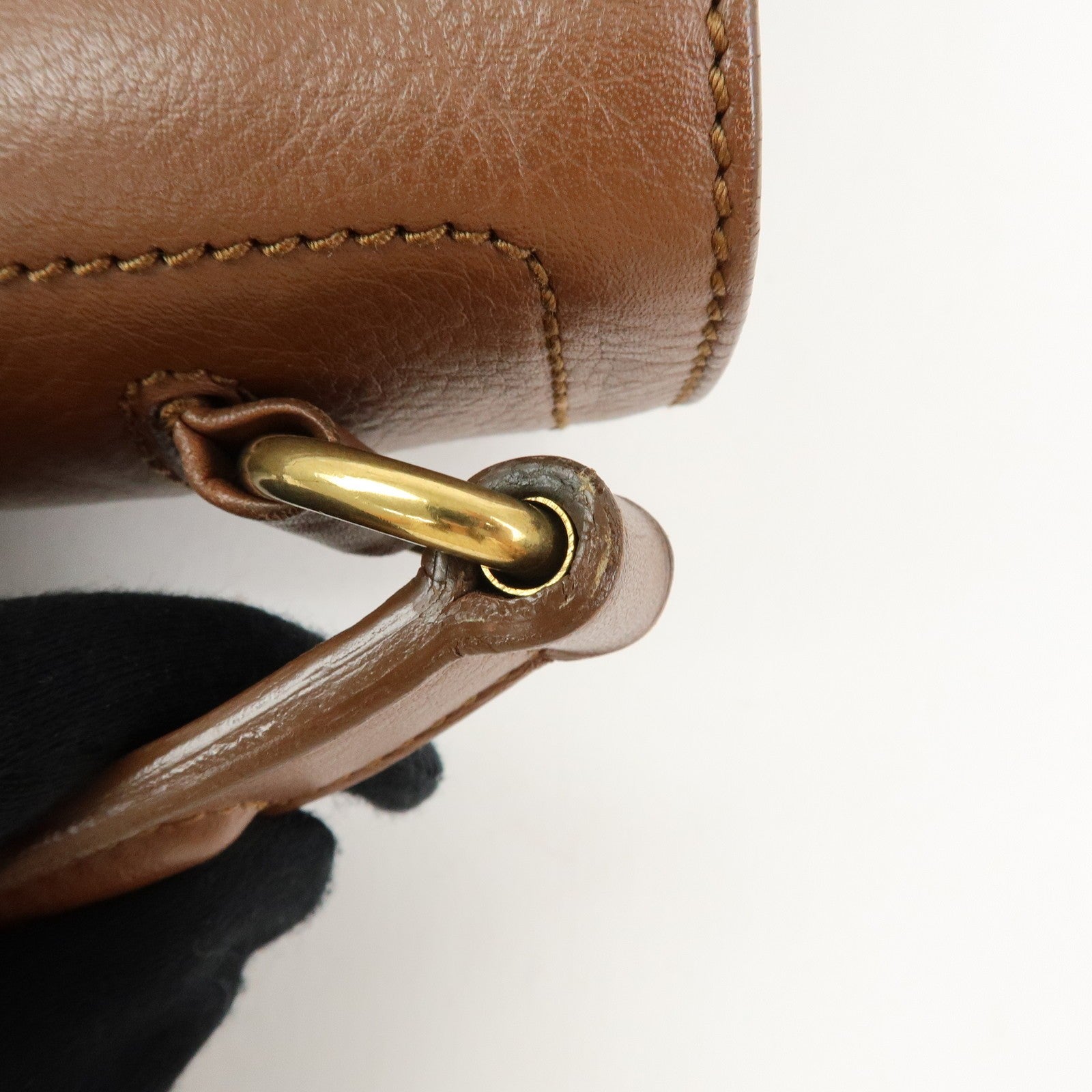 SAINT LAURENT PARIS Muse Two Leather Hand Bag Brown