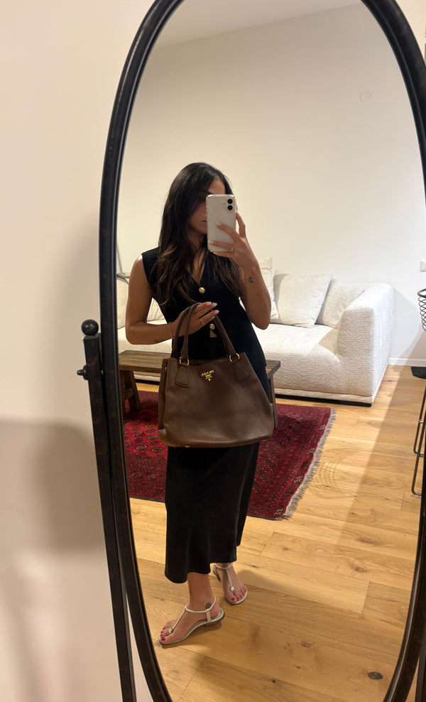 PRADA Brown Leather Tote Bag
