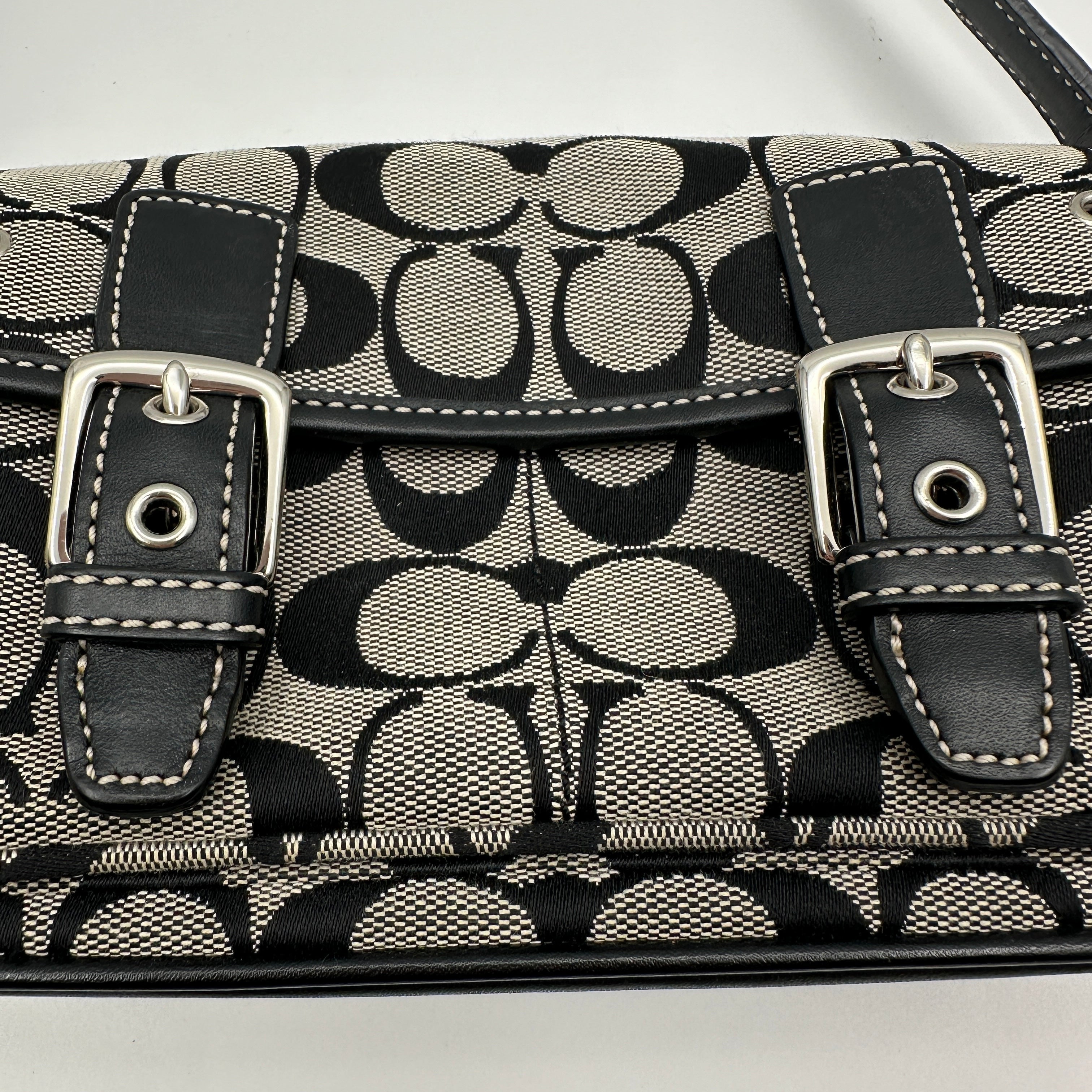 Mini Shoulder Bag Signature Canvas, Leather
