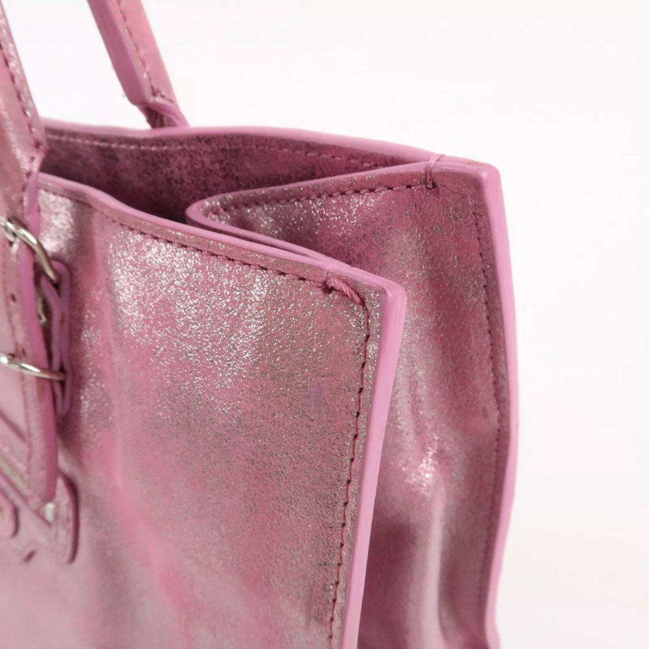 The Paper Leather Tote Bag Metallic Pink