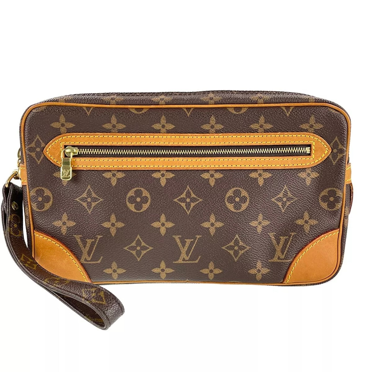Monogram Marly Dragonne GM Leather Brown Clutch bag