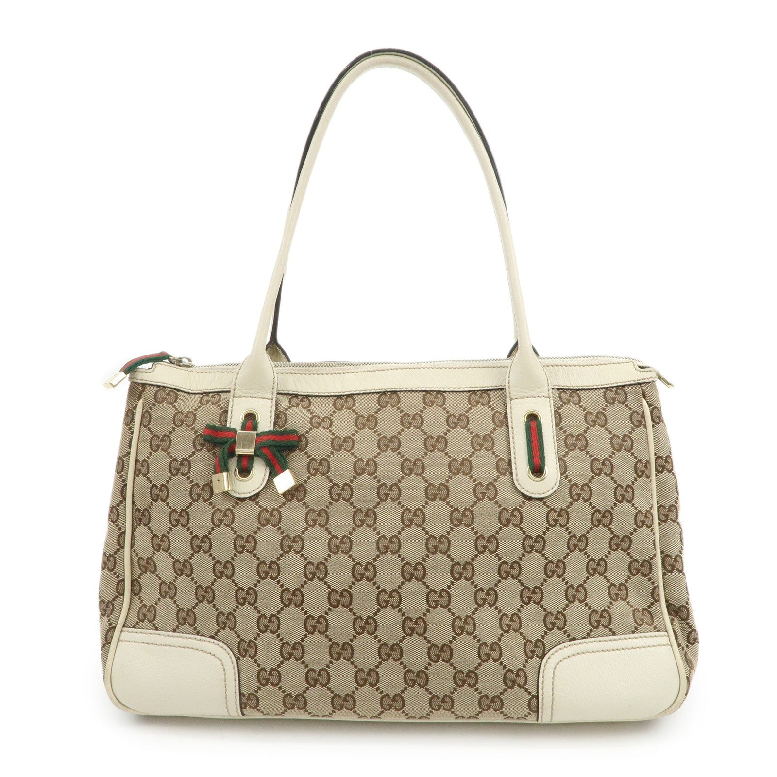 Gucci Princy Sherry Tote Bag - Brown Ivory, GG Canvas Leather