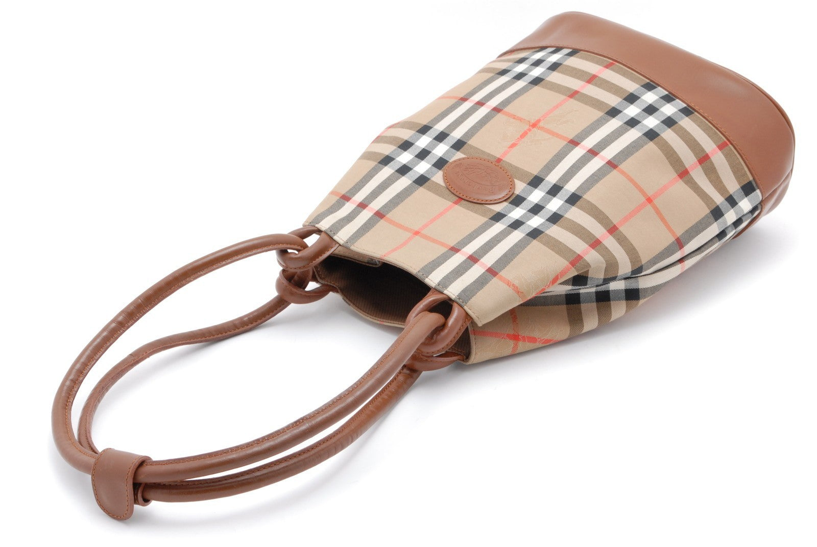 Burberry Nova Check Tote Hand Bag - Brown Beige, Leather