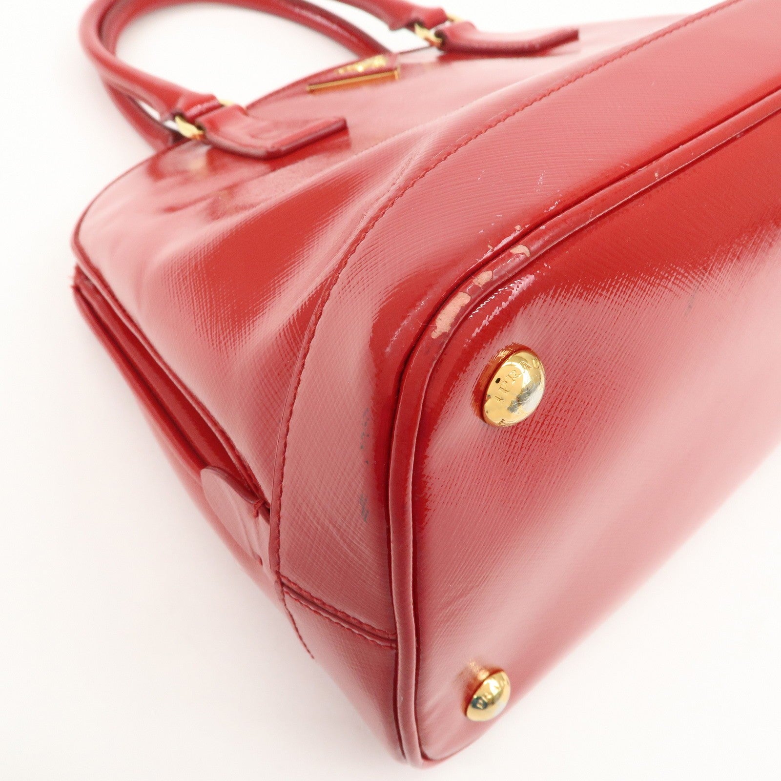 Prada BN2567 Hand Bag - Red, Patent Leather 