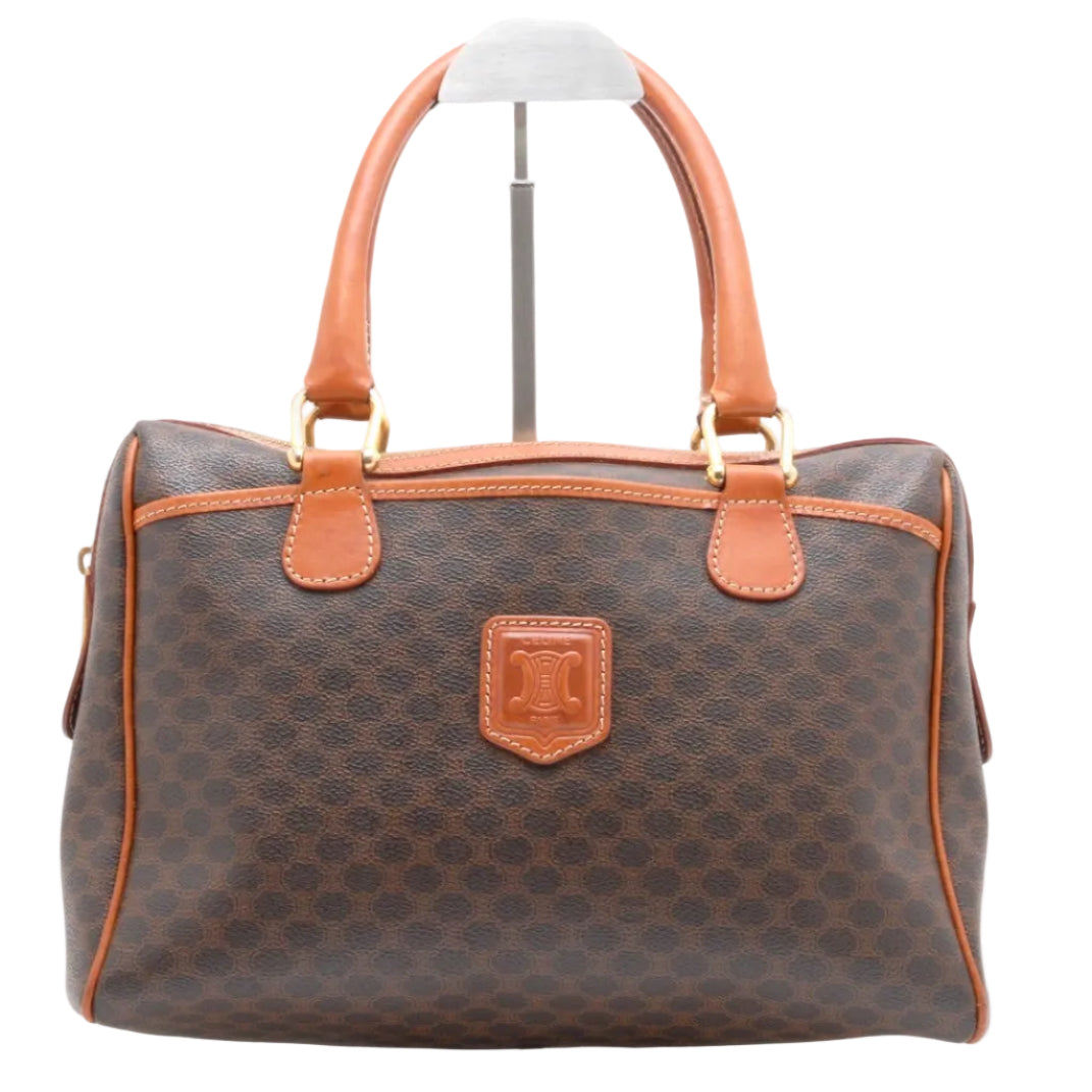 Celine Macadam Boston Hand Bag - Brown, PVC Leather