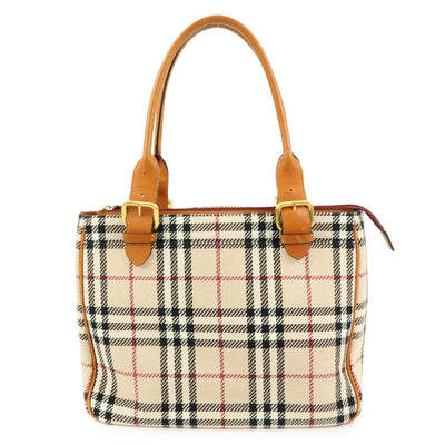 Burberry Nova Plaid Tote Bag - Beige, Canvas
