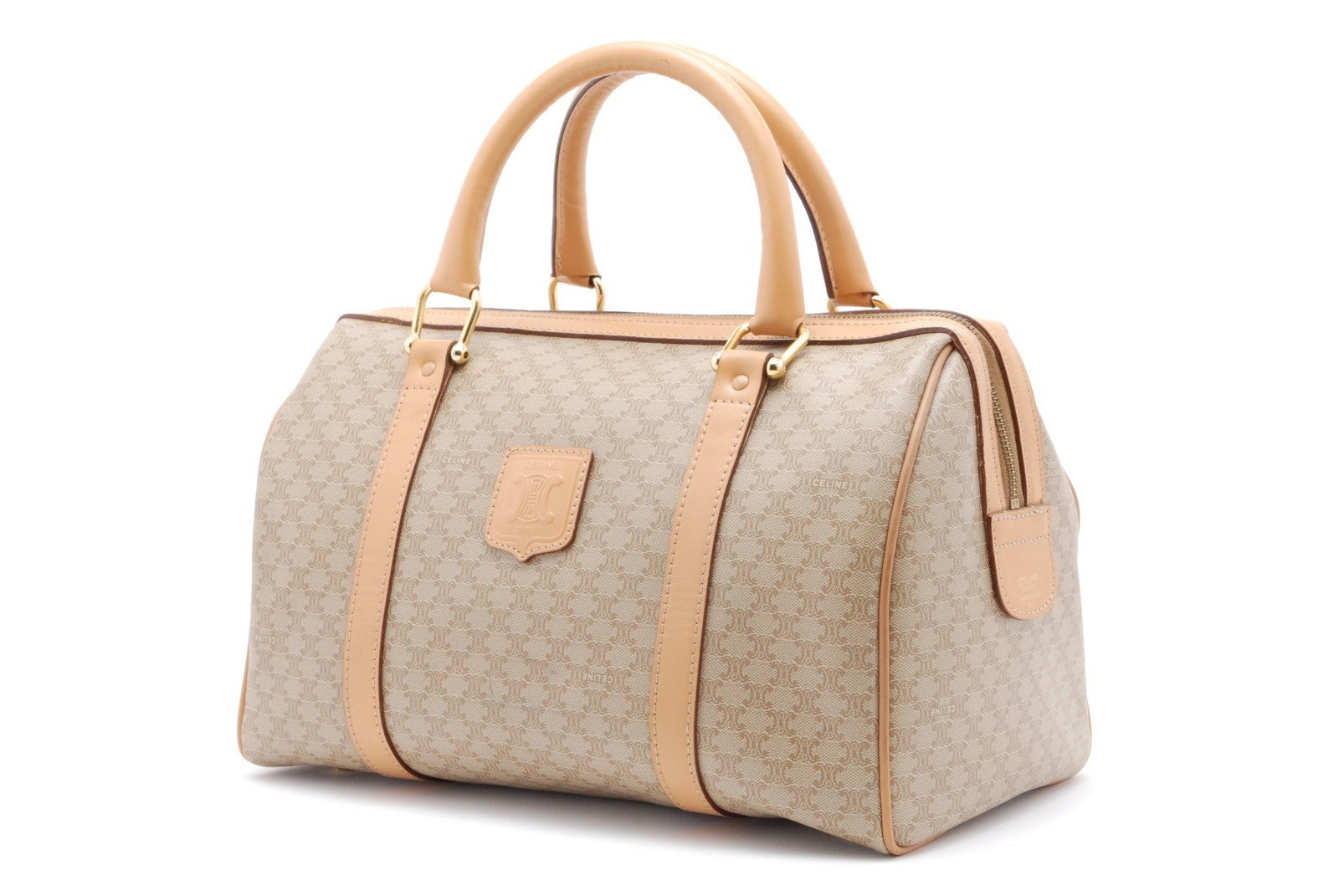 Celine Macadam Boston Bag - Beige, PVC Leather