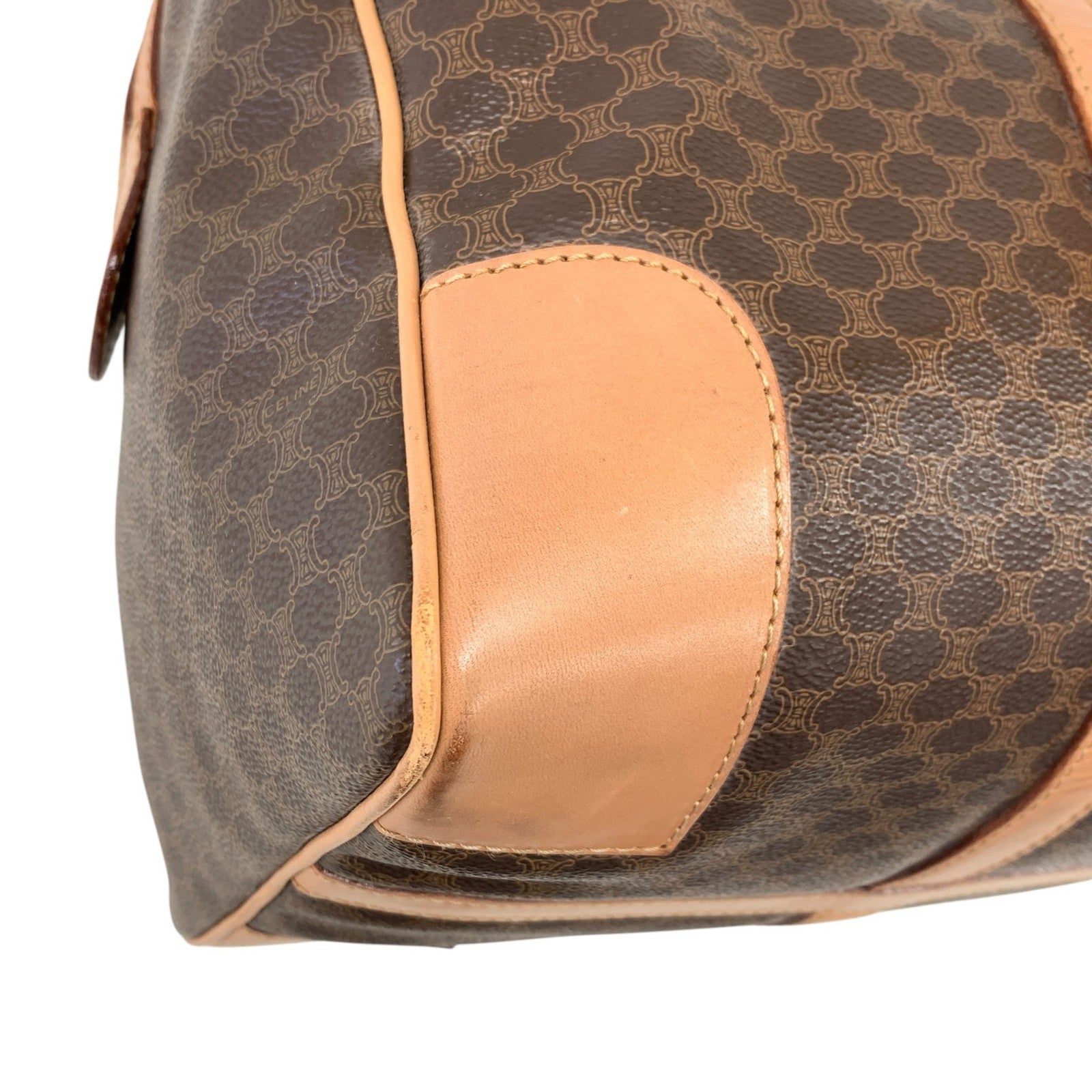 Celine Macadam Large Boston Bag - Brown Beige, Canvas