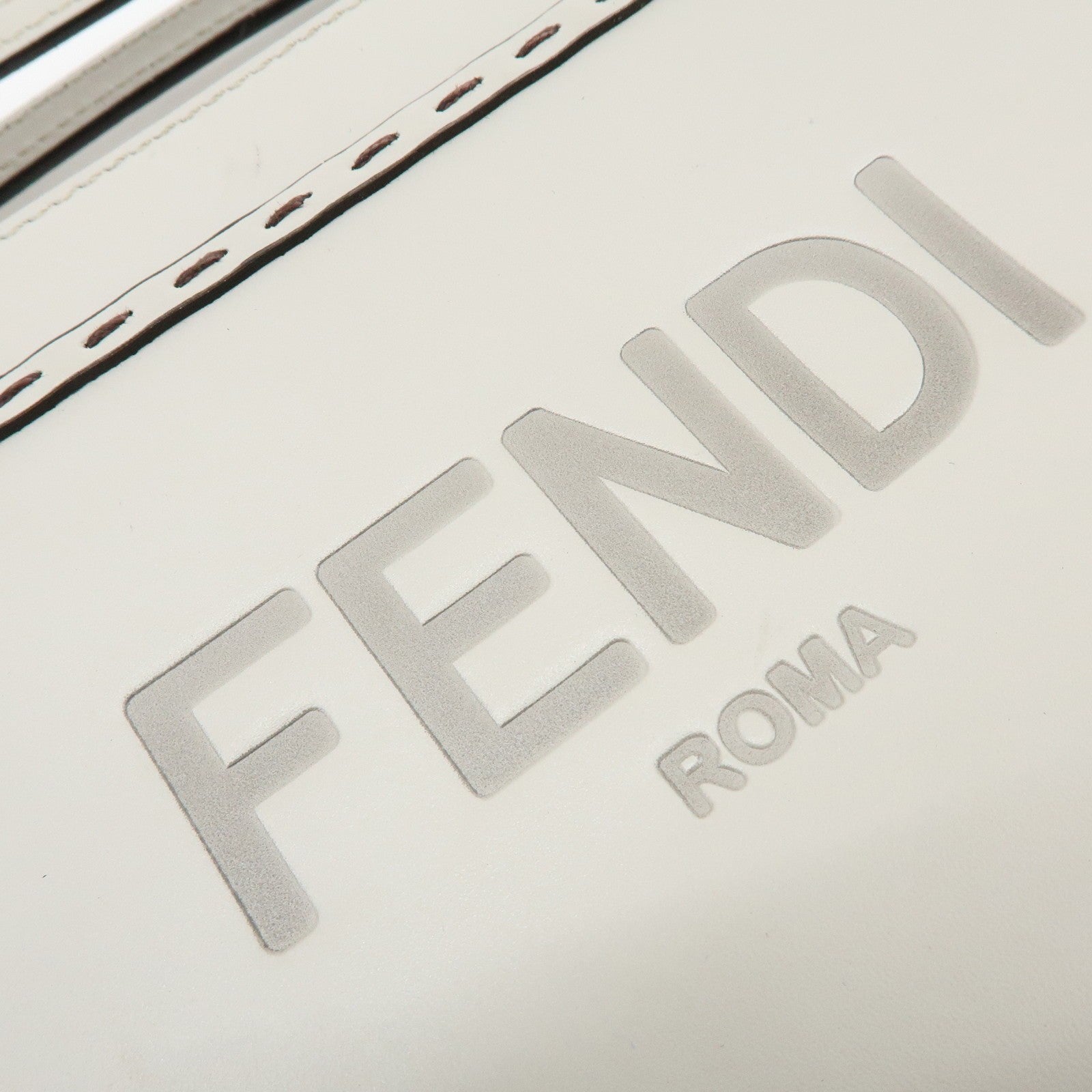 Fendi Logo Shoulder Bag - Light Grey, Leather