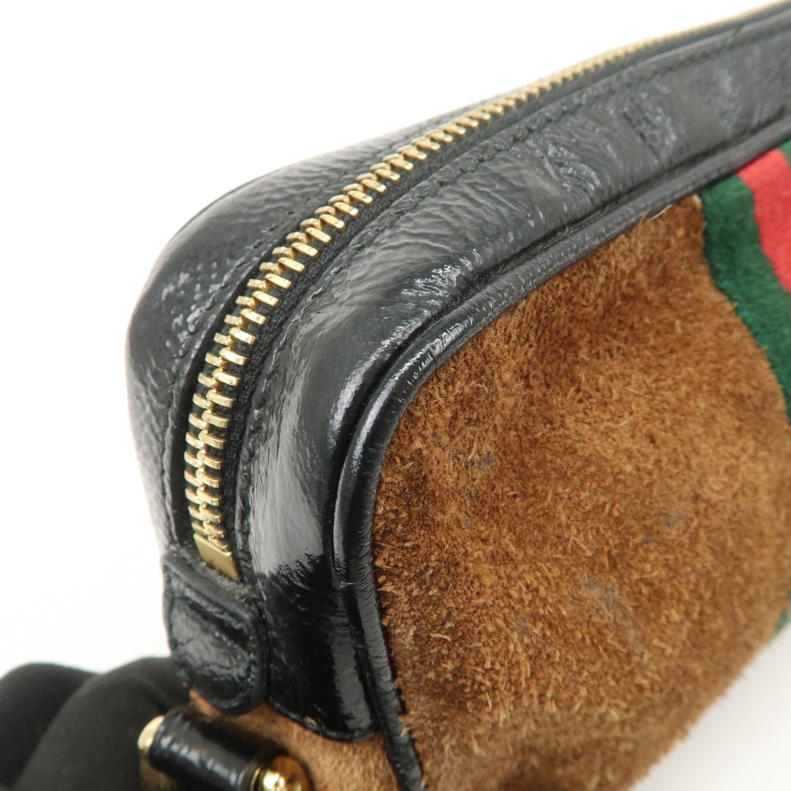 Gucci Ophidia Sherry Shoulder Bag - Brown, Suede Patent Leather