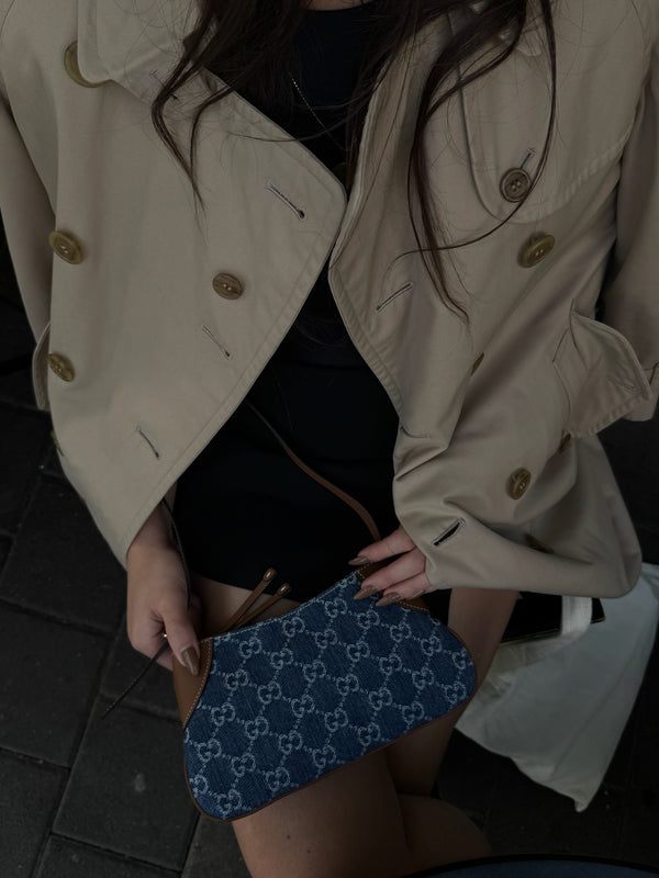 Gucci Denim Emblem Small Shoulder Bag
