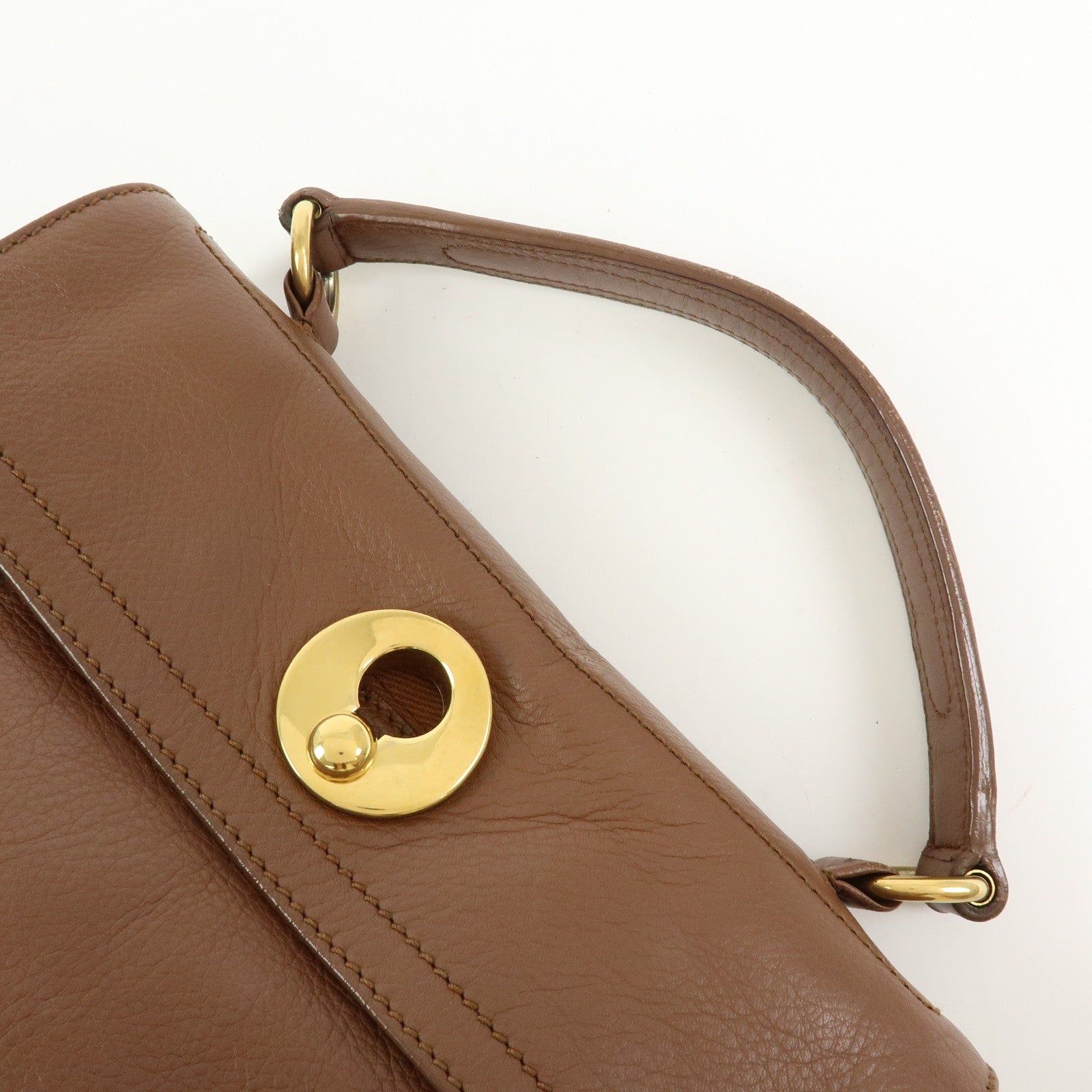 SAINT LAURENT PARIS Muse Two Leather Hand Bag Brown