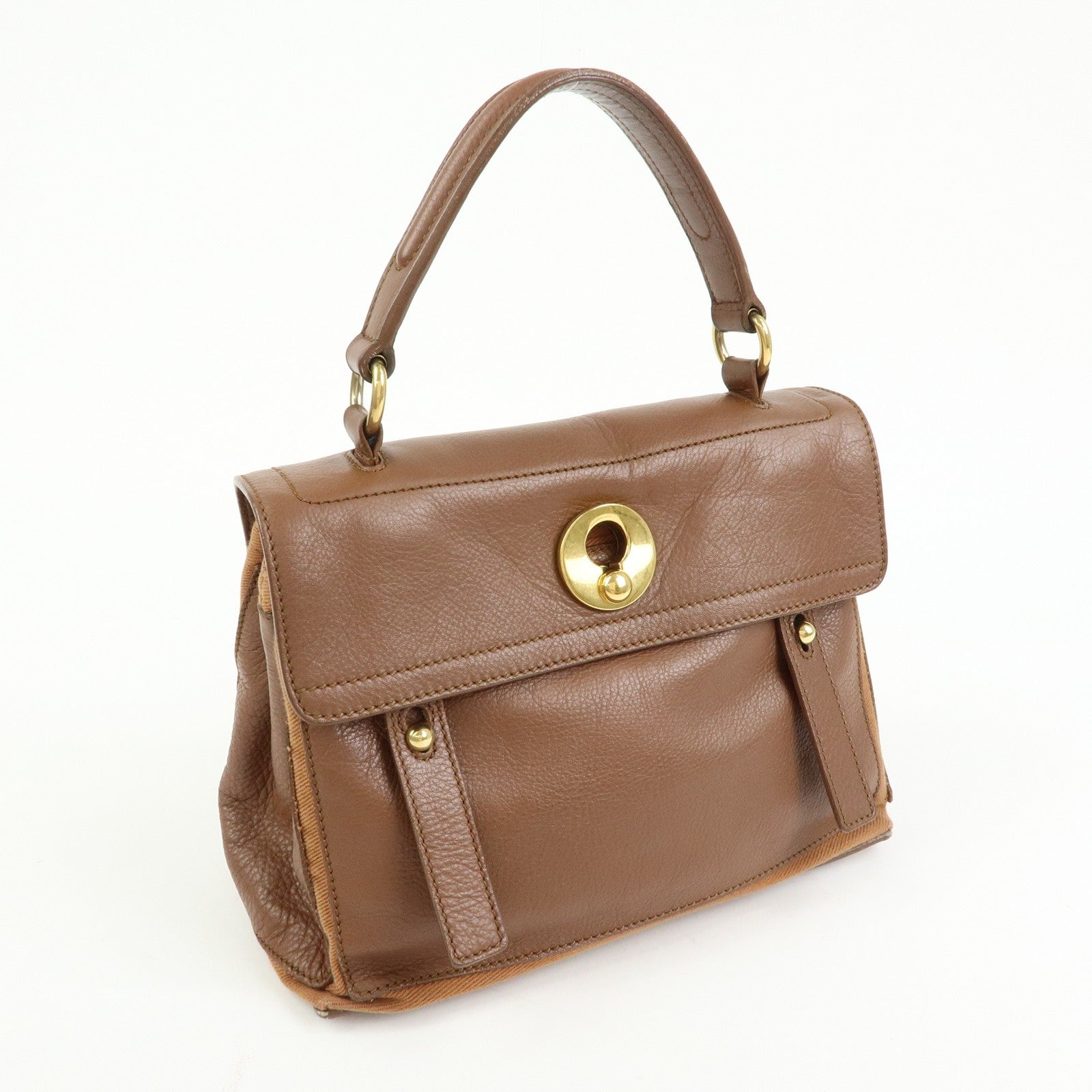 SAINT LAURENT PARIS Muse Two Leather Hand Bag Brown