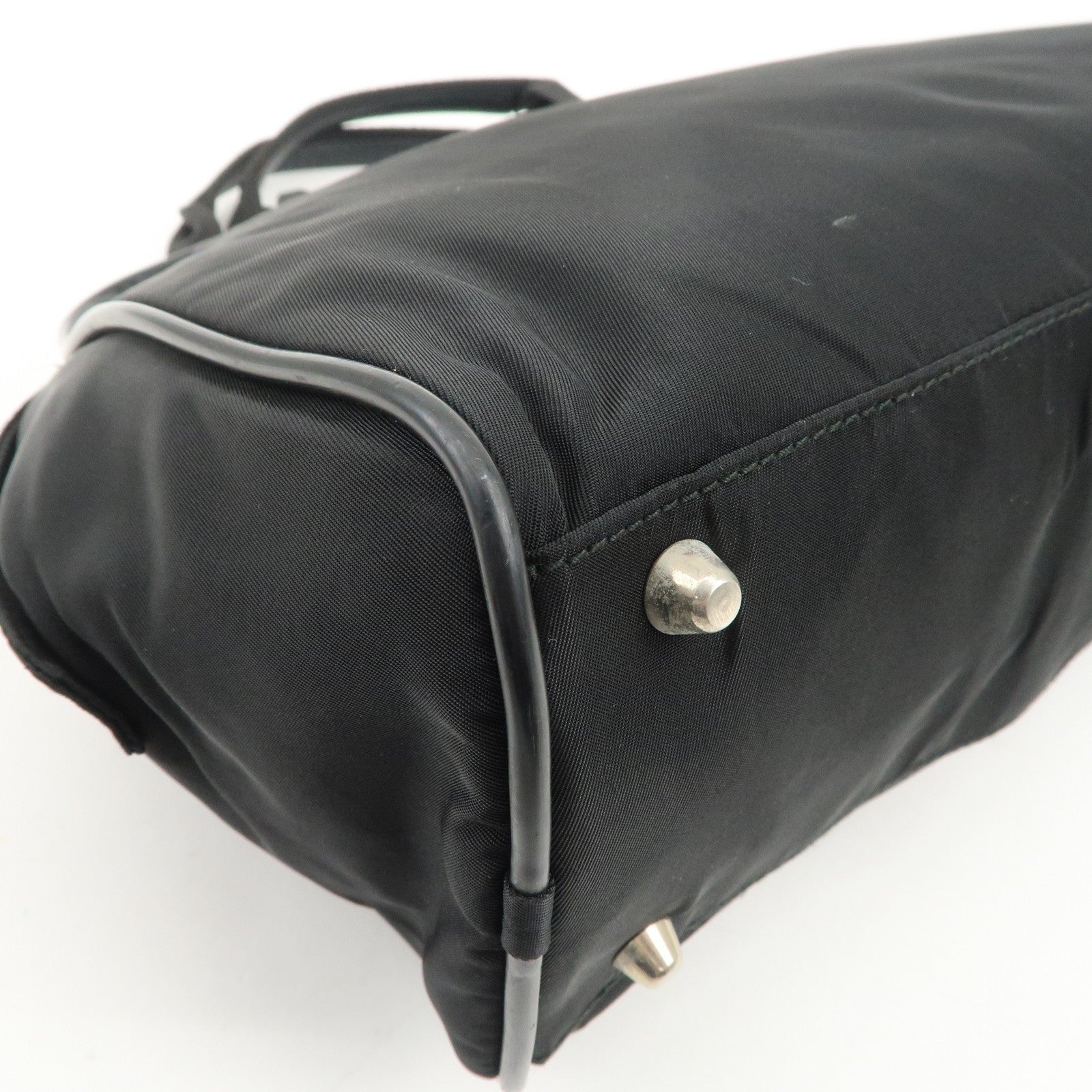 Prada Triangle Logo Hand Bag - Black, Nylon and Leather