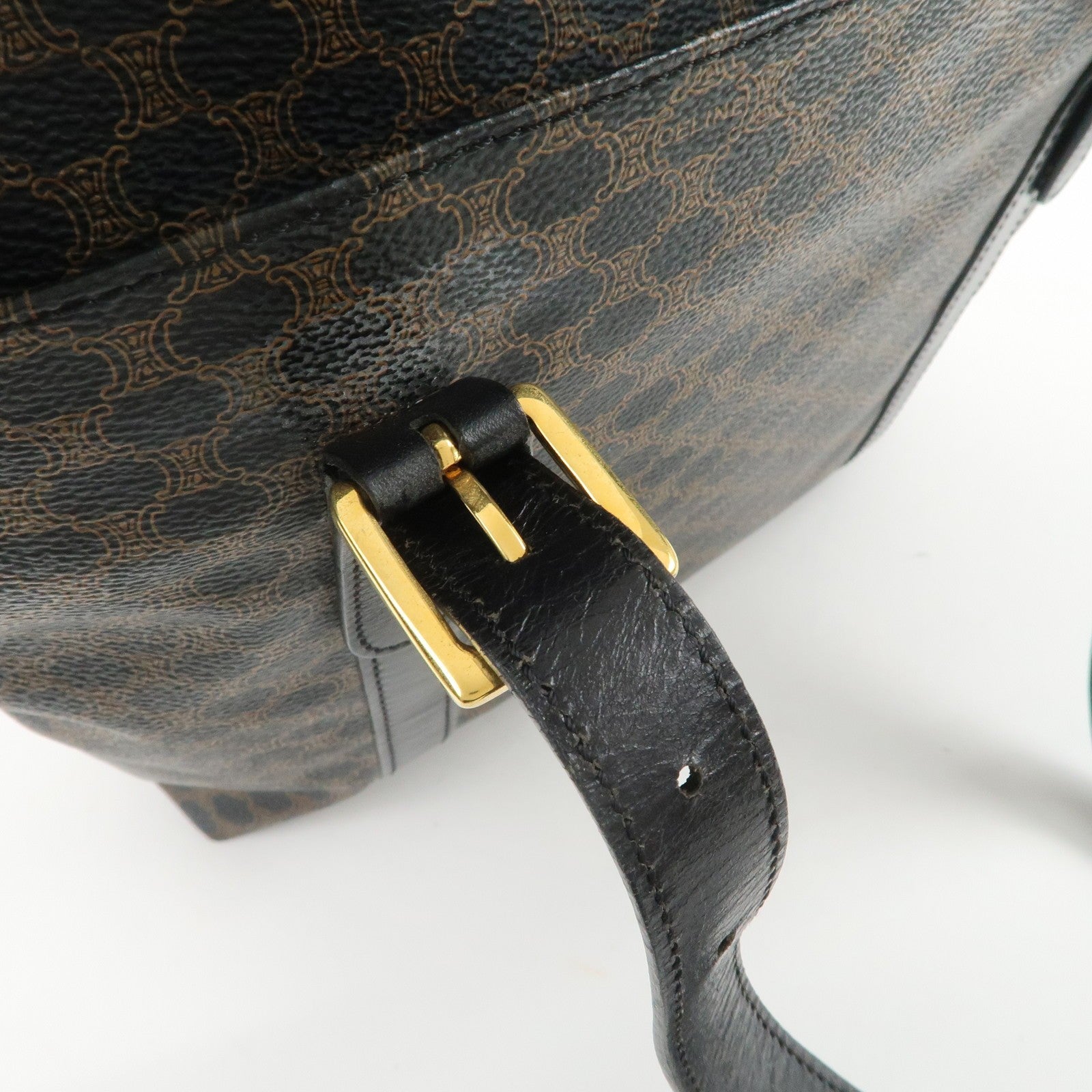 Celine Macadam Logo Tote Bag - Black and Brown, PVC Coated Canvas and Leather 