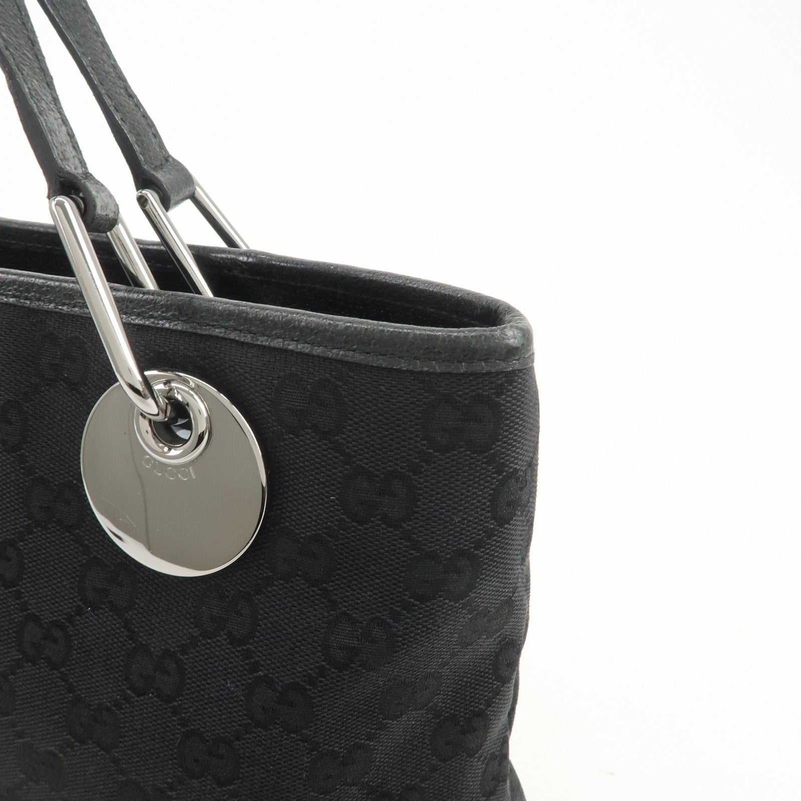 Gucci GG Canvas Leather Tote Bag - Black, Canvas 