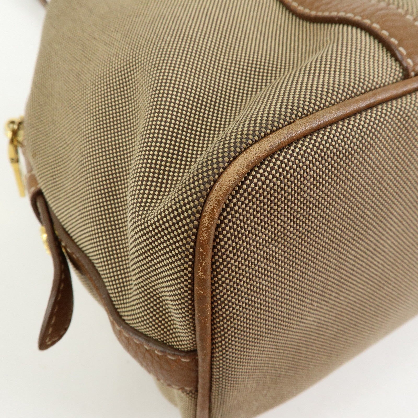 Prada Boston Bag - Beige, Canvas and Leather