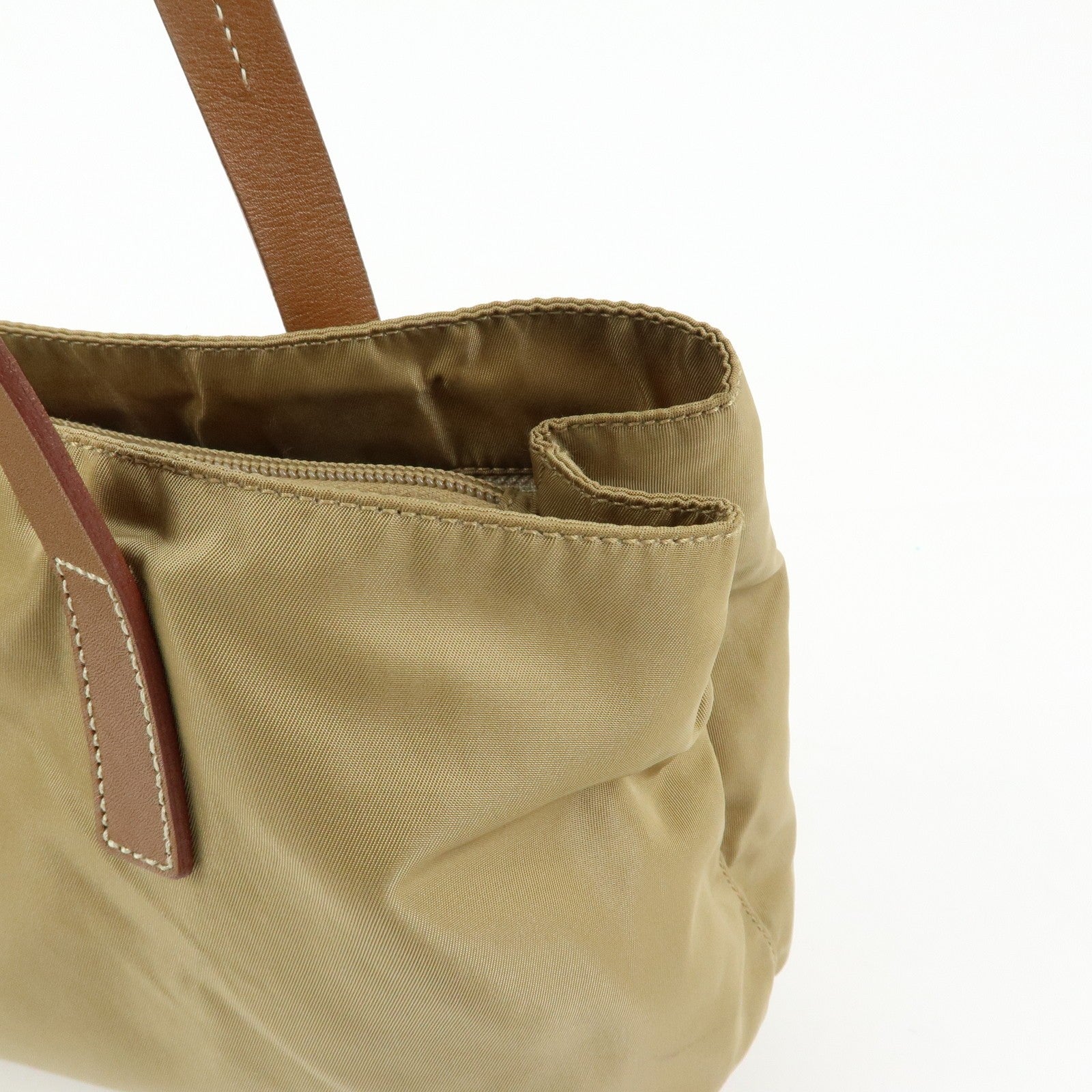 Prada Triangle Logo Tote Bag - Khaki, Nylon