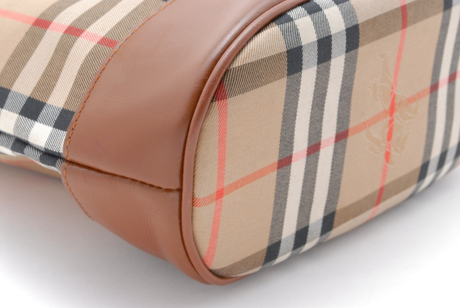 Burberry Nova Check Tote Hand Bag - Brown Beige, Leather