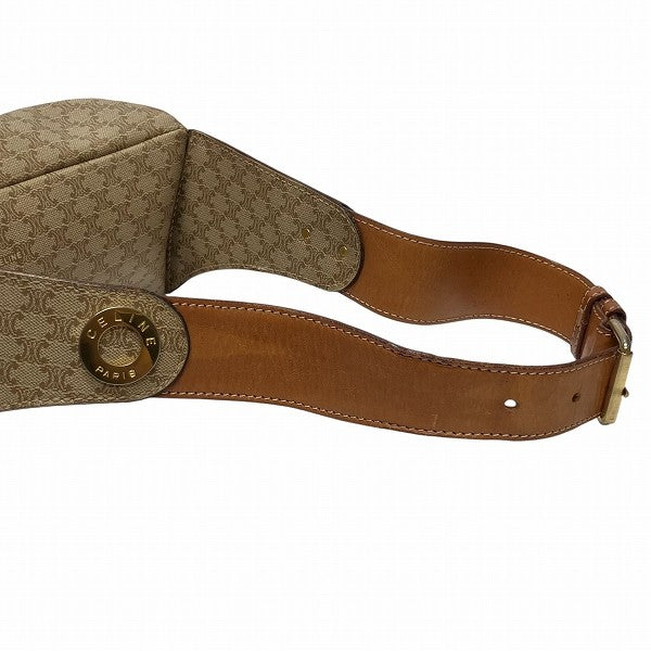 Celine Macadam Waist Pouch/Body Bag - Beige x Brown, Leather