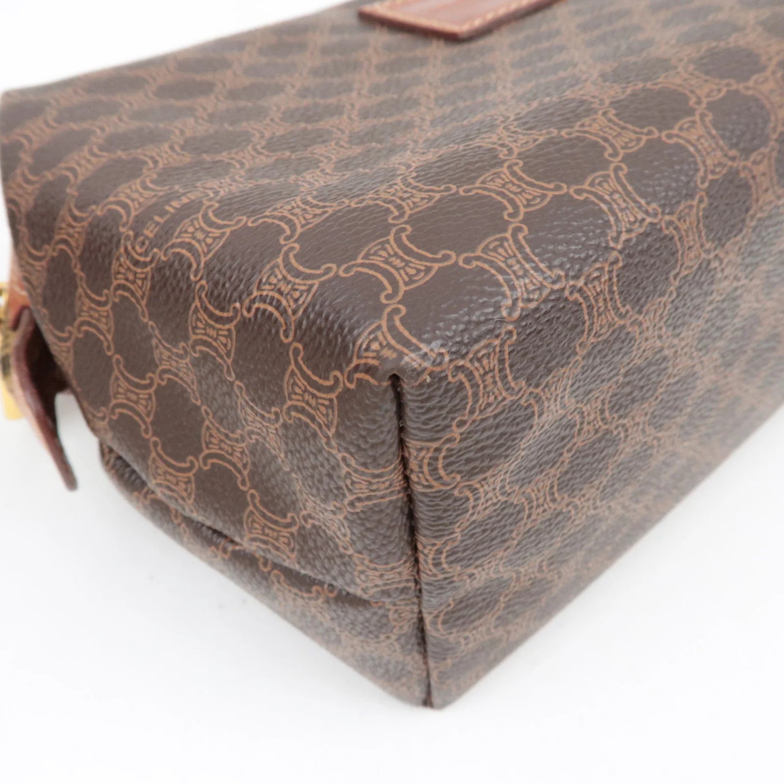 Celine Macadam Cosmetic Pouch - Brown, PVC Leather 