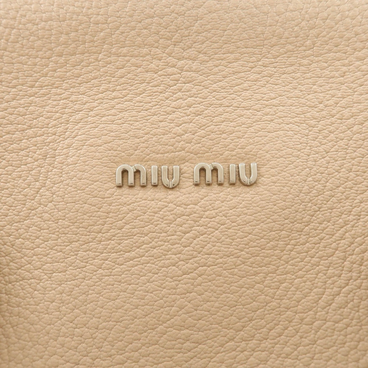 MIU MIU Leather 2Way Hand Bag Beige Pink Beige