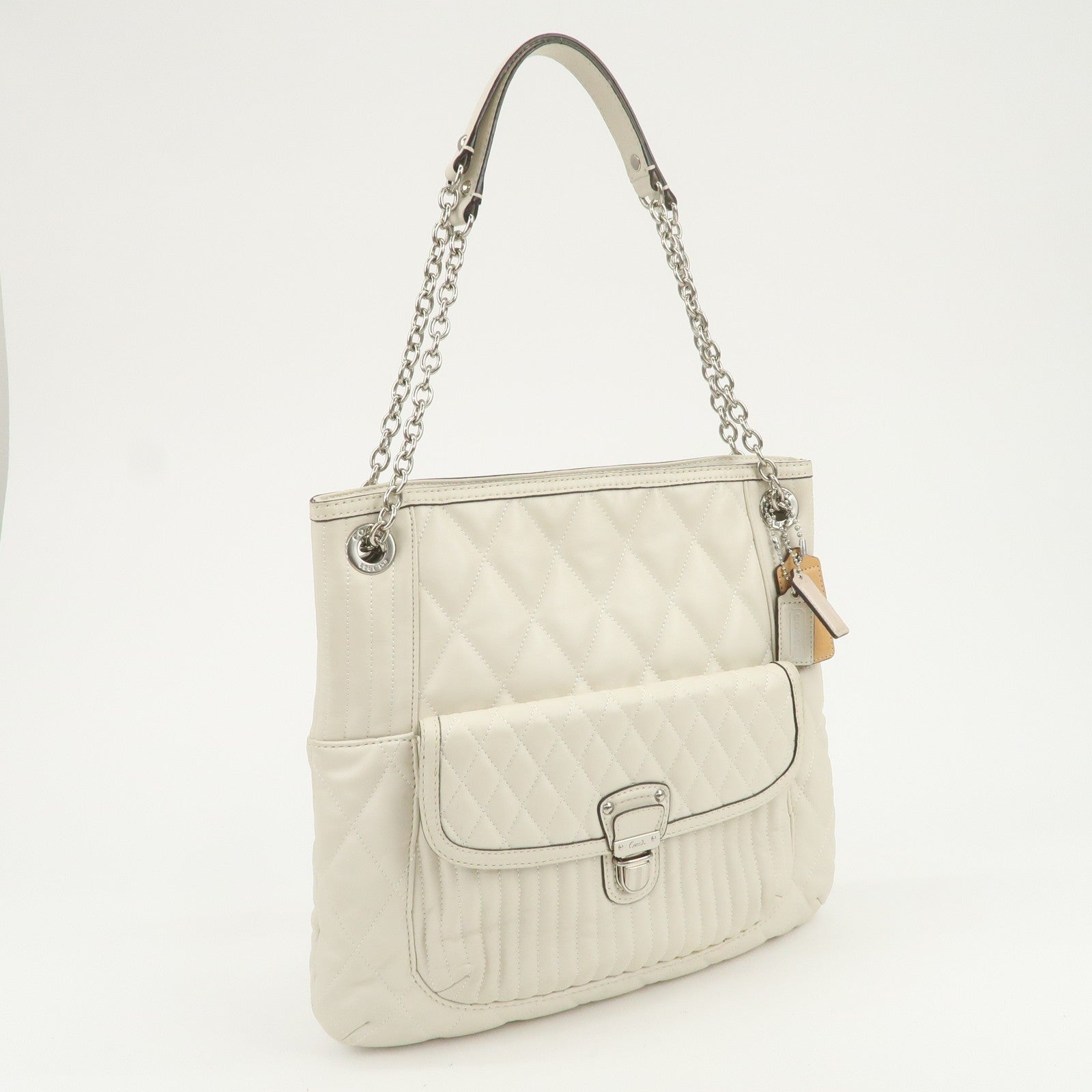 Coach Leather Chain Shoulder Bag - Ivory, Leather