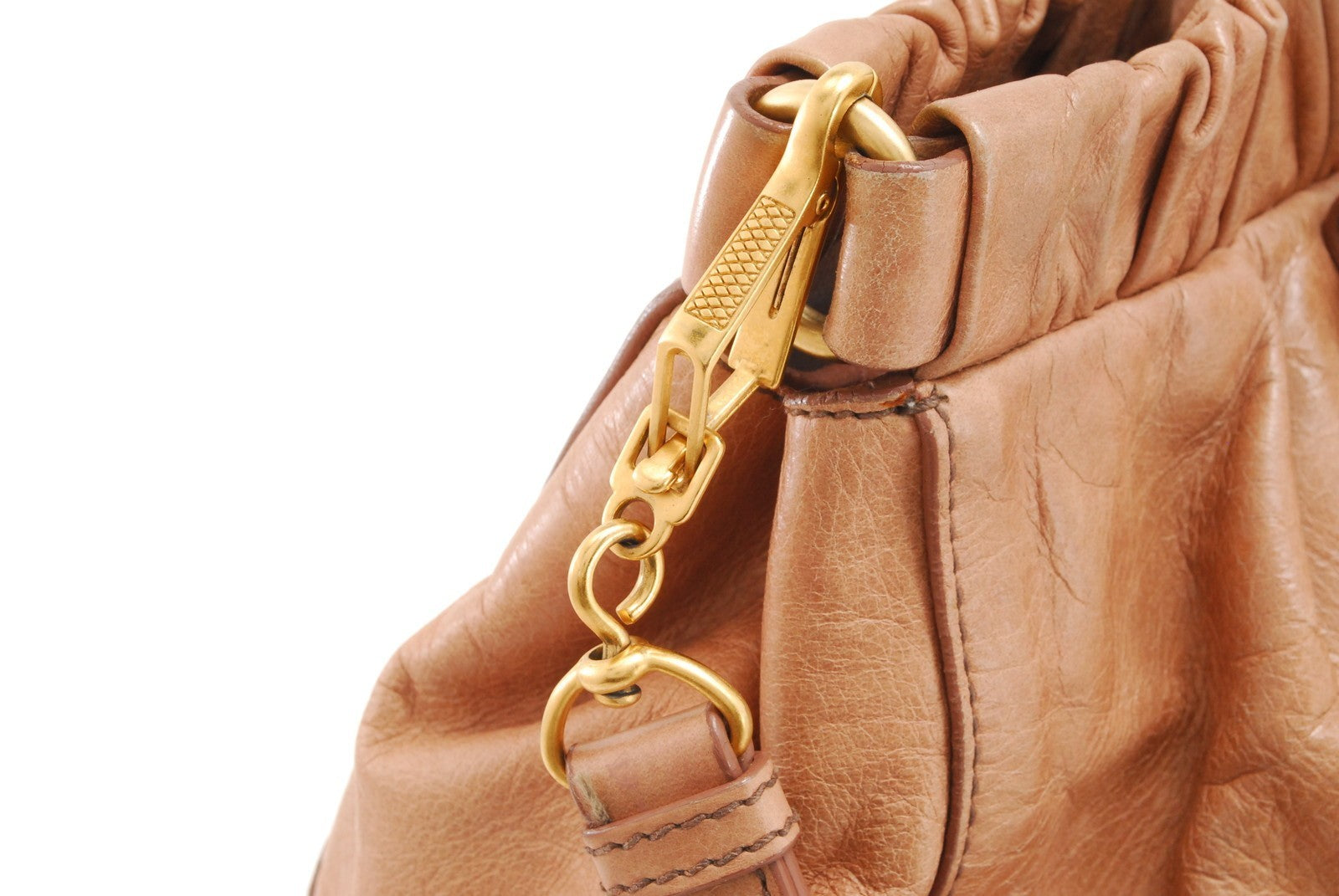 Miu Miu Vitello Lux 2Way Shoulder Tote Bag - Pink Beige, Leather